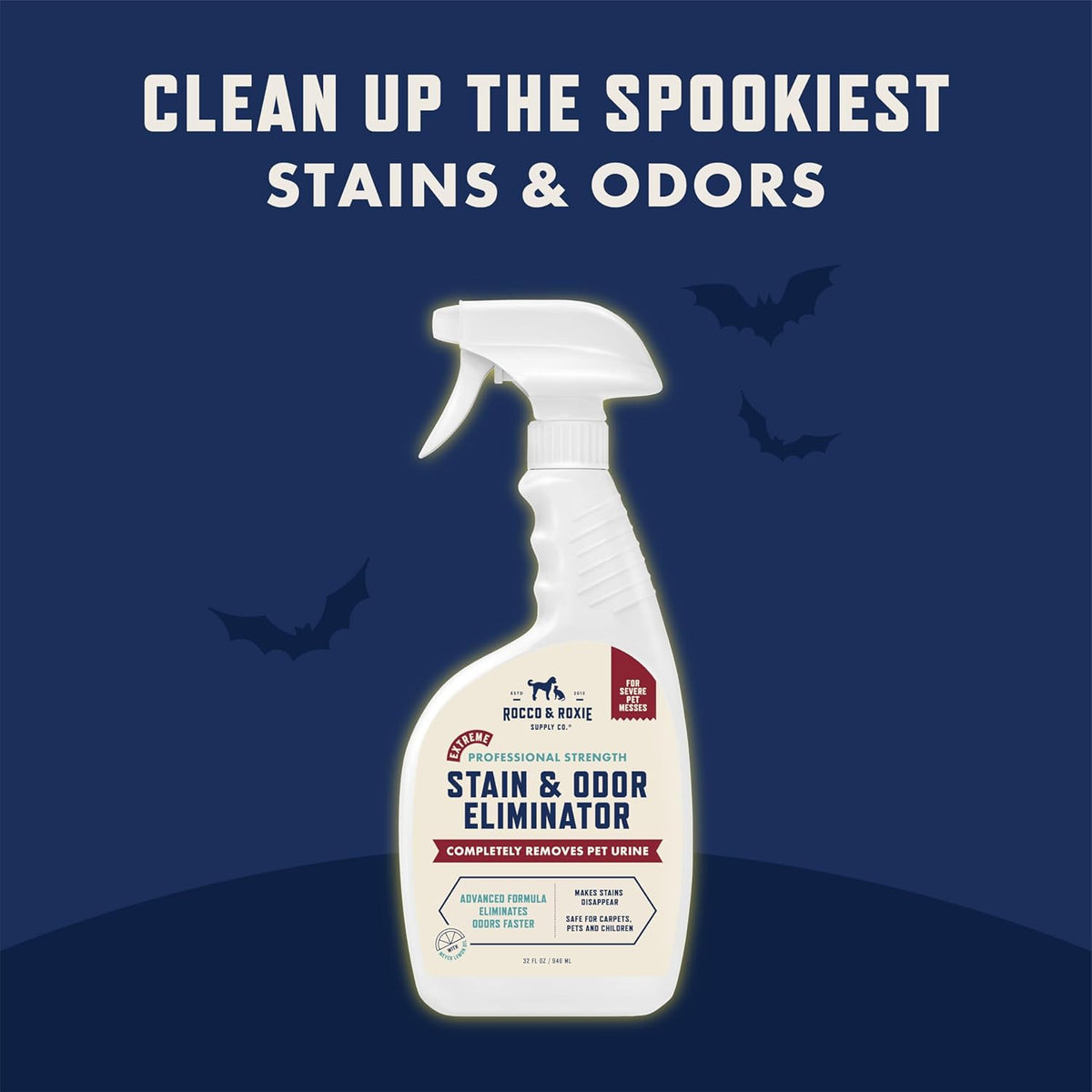 Rocco & Roxie Extreme Stain & Odor Eliminator for Strong Odor, Pet Urine Enzyme Cleaner Destroyer