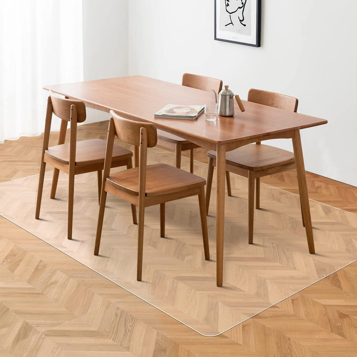 Floor Mats for Home, 5'×7' Clear Area Rug for Dining Room, Durable Non-Slip Hard Floor Living Room