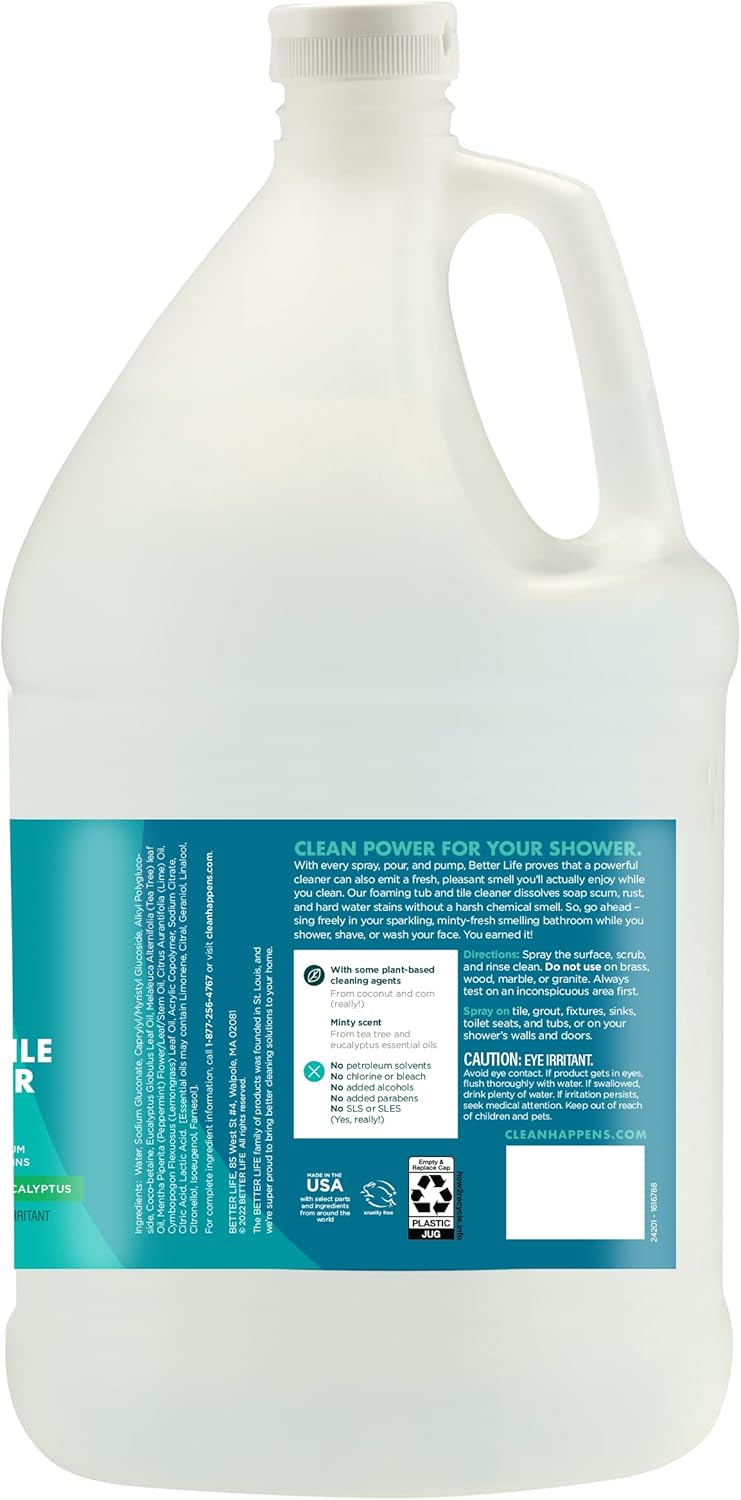 BETTER LIFE Bathroom Cleaner - Tea Tree Bathtub & Shower Cleaner Spray for Glass and Tile - Foaming