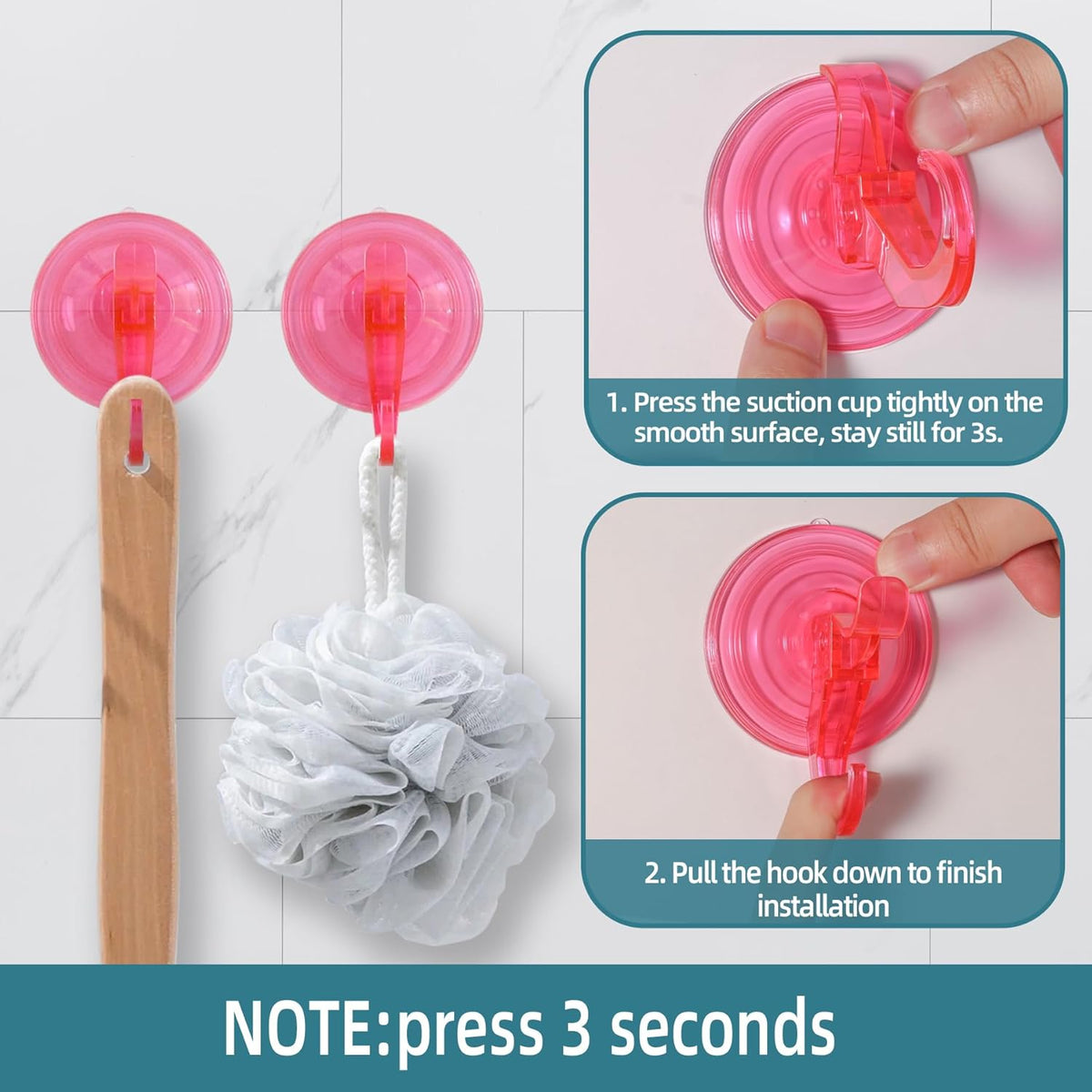 Antimbee Suction Hooks, 5 Pack Clear Hanger, Removable Small Suction Cups for Shower, Bathroom