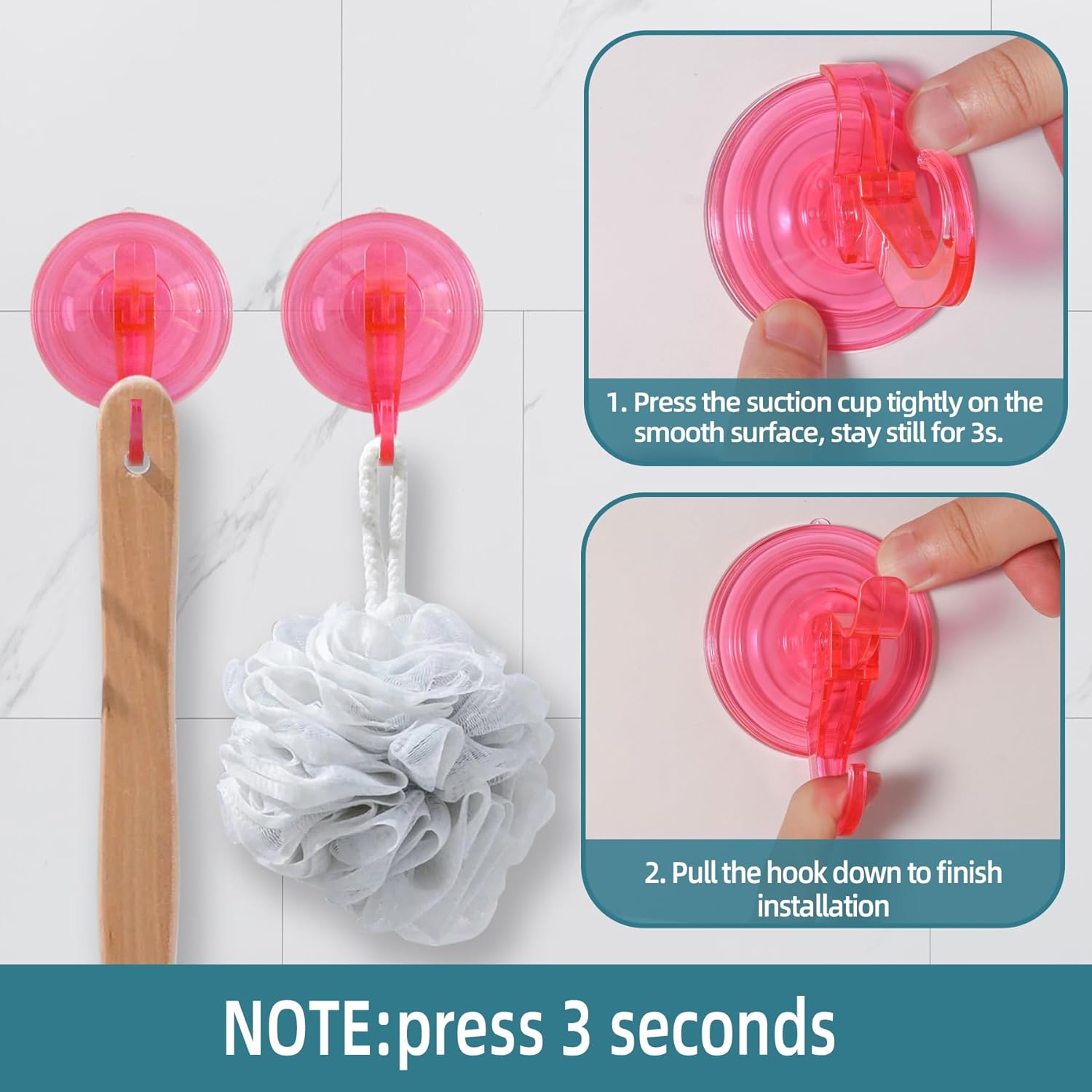 Antimbee 3 Pack Suction Cup Hooks, Clear Suction Cup Hanger, Removable Small Suction Cups for