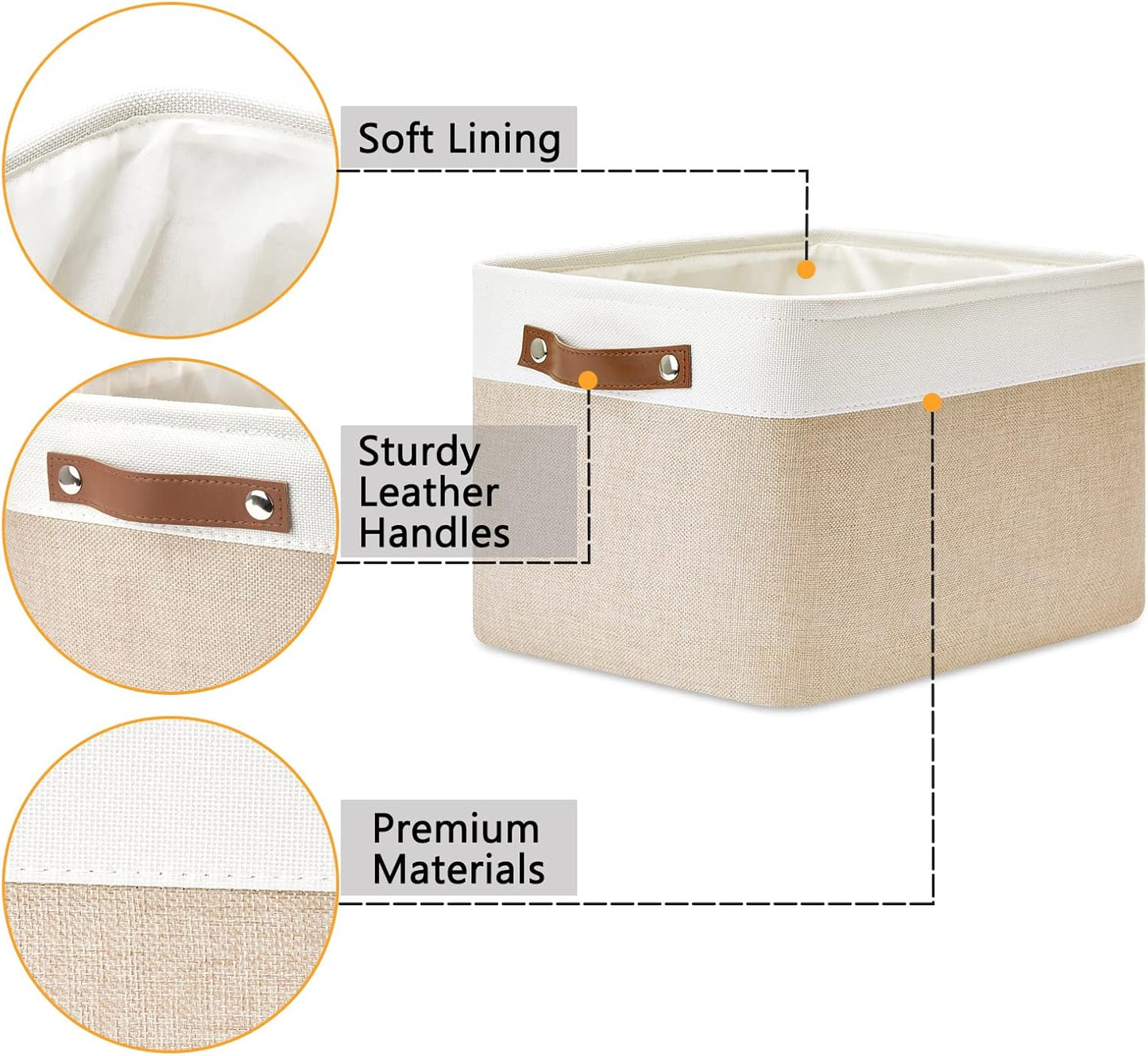 DULLEMELO Fabric Storage Bins for Laundry, Home, Foldable Storage Baskets for Shelves, Toys