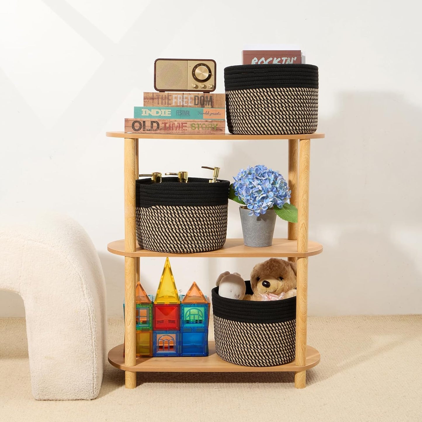 Small Basket for Organizing | Cube Shelf Closet Storage Baskets | 9.7×9.7×7.1” | Woven Rope Gift