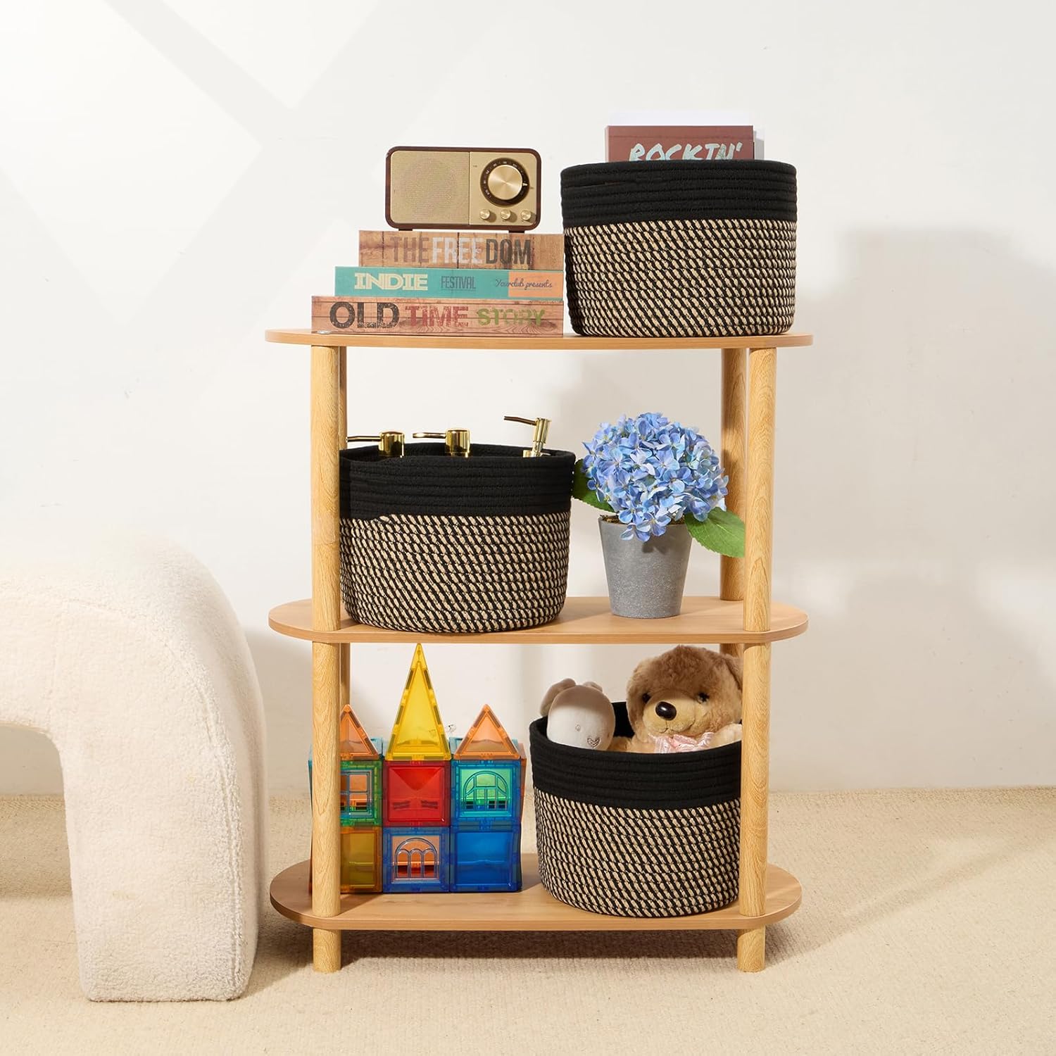 Small Basket for Organizing | Cube Shelf Closet Storage Baskets | 9.7×9.7×7.1” | Woven Rope Gift