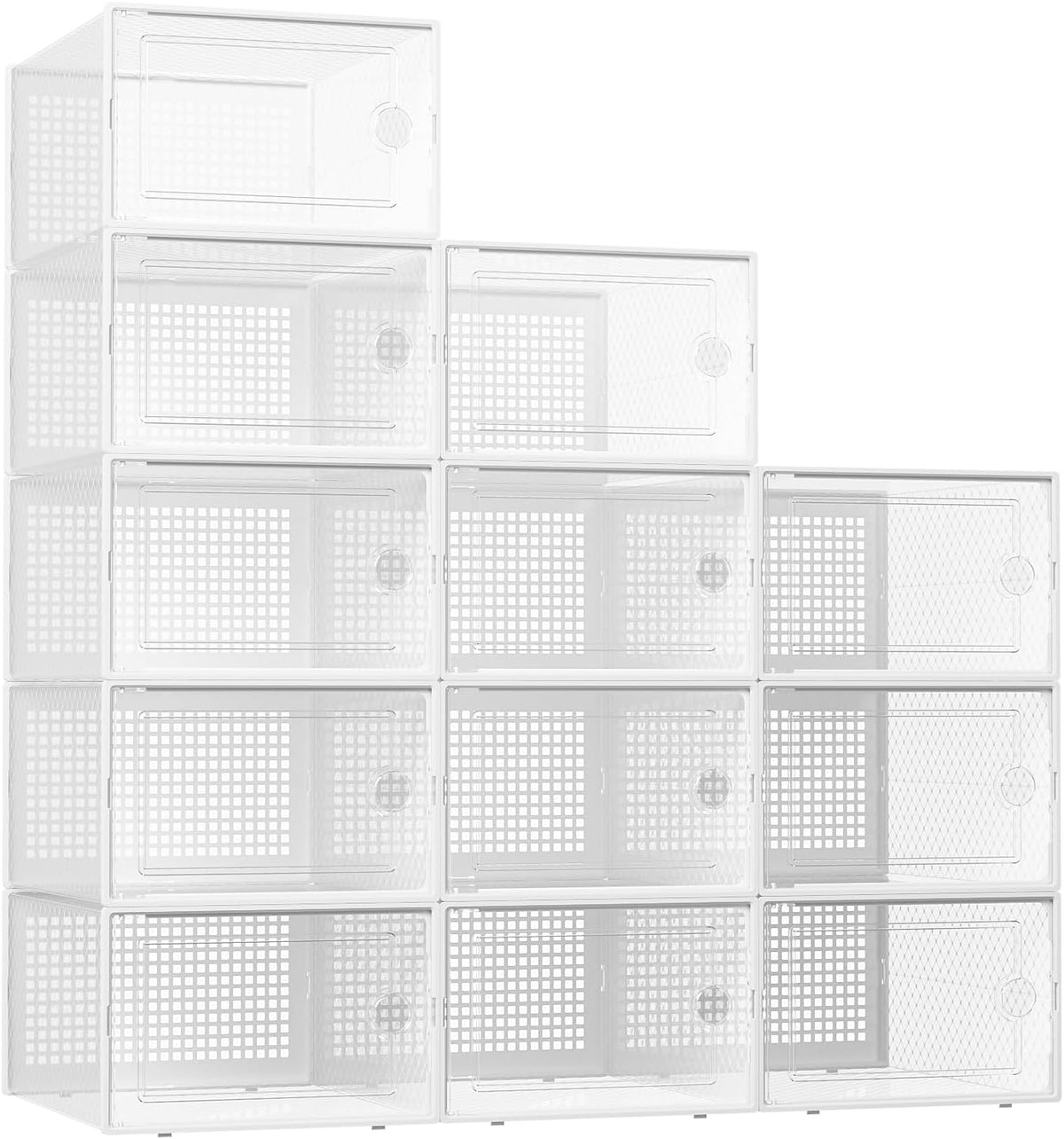 Kuject XX-Large Shoe Storage Boxes Organizers Clear Plastic Stackable 12 Pack, Shoe Rack & Holder
