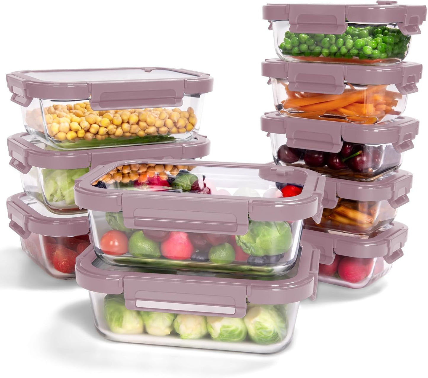 10-Pack Glass Food Storage Containers with Tempered Lids – Borosilicate, Airtight, Oven-Safe