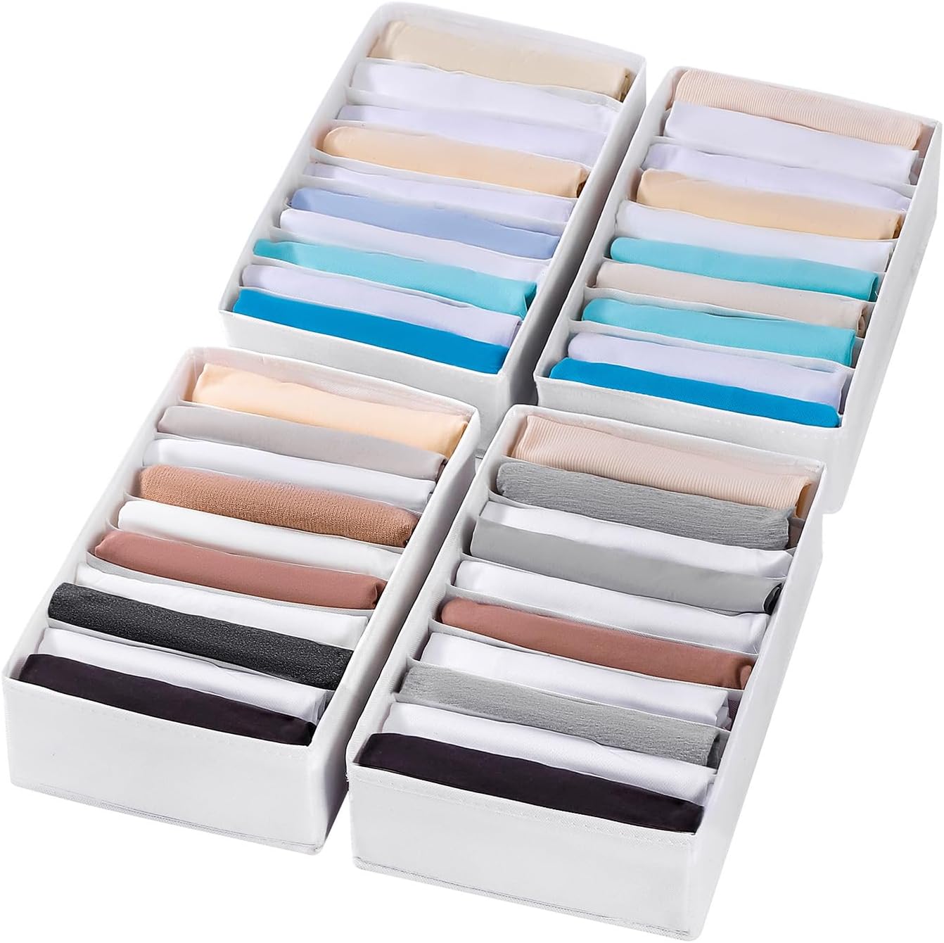 4 Packs T-shirt Drawer Organizers for Clothing,10 Grids Compartment Wardrobe Storage Box, Clothes