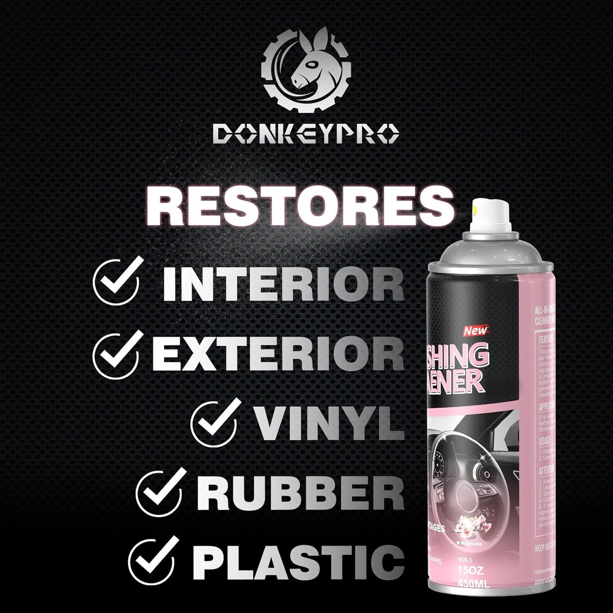 Interior Cleaner and Protectant, 15 Fl Oz Polishing Cleaner Car Interior Spray - Repels Dust &
