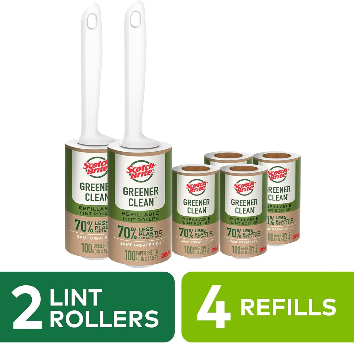 Scotch-Brite Greener Clean Lint Roller, Reusable Lint Rollers for Clothes, Furniture, and Pet Hair
