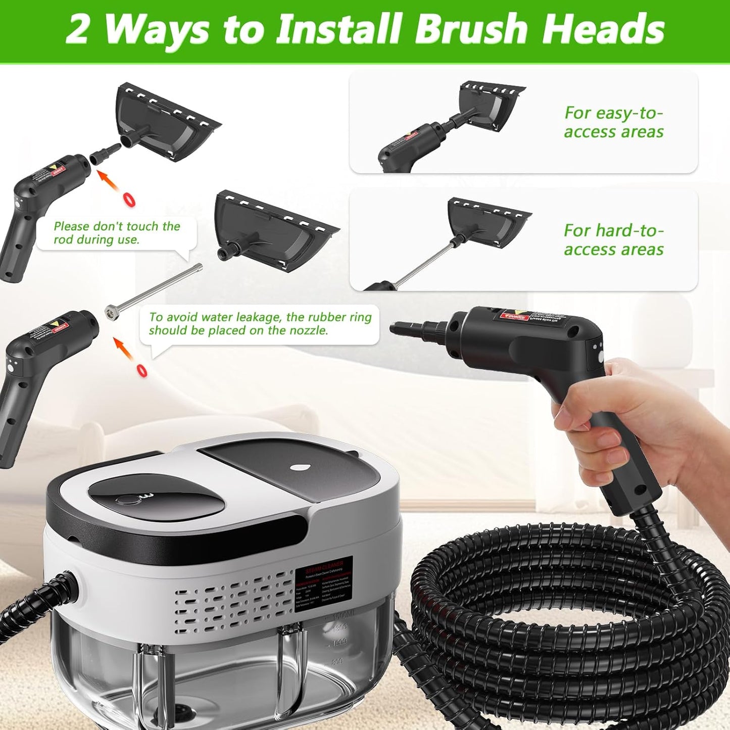 Handheld Steam Cleaner, 2500W High Pressure Steamer for Cleaning, Portable Steam Cleaner with 1.6L