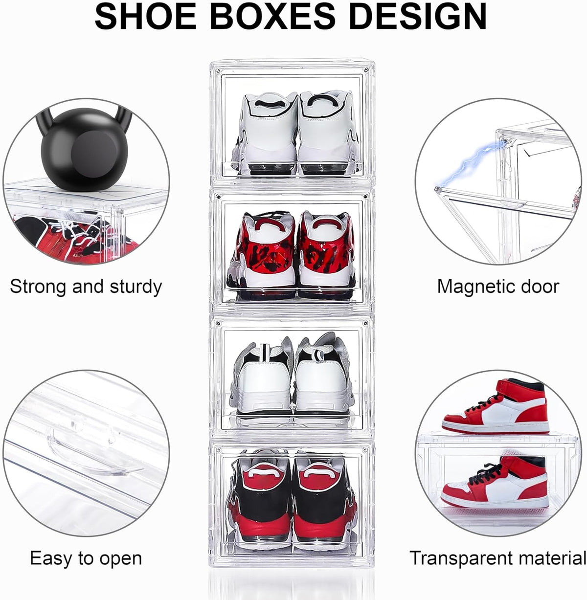 6 Pack Acrylic Shoe Boxes, Ultra Clear Shoe Boxes Stackable, Shoe Storage Box Sneaker Storage for