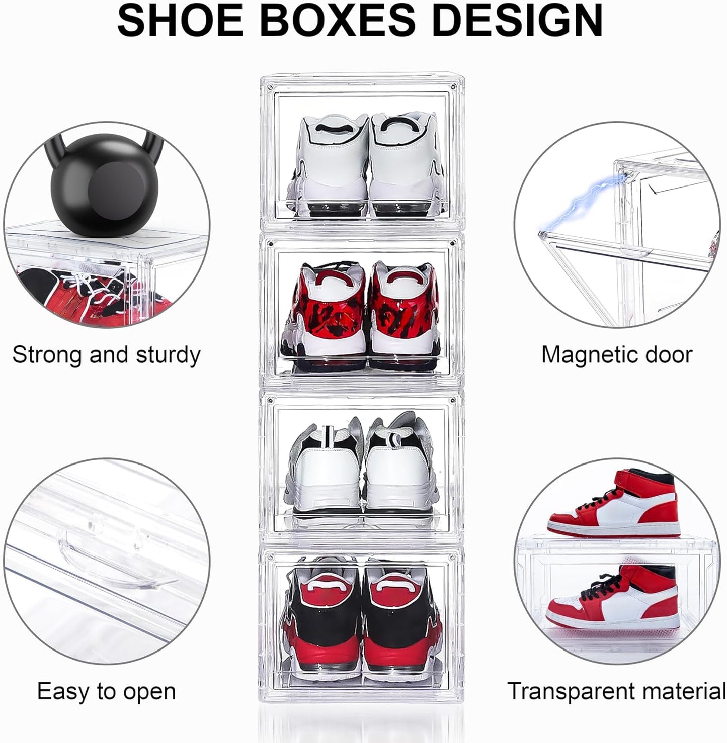 3 Pack Acrylic Shoe Boxes, Ultra Clear Shoe Boxes Stackable, Shoe Storage Box Sneaker Storage for