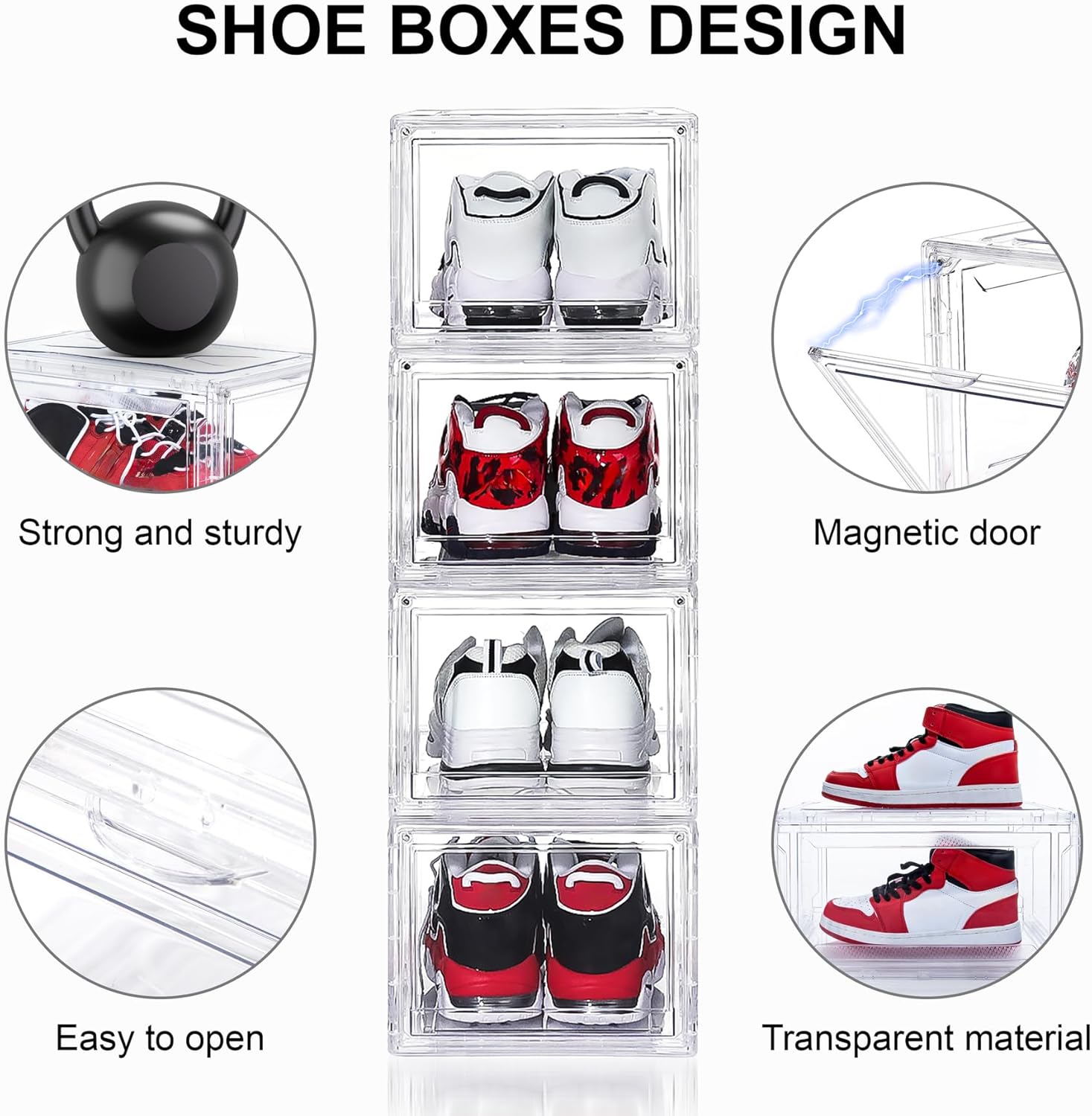 3 Pack Acrylic Shoe Boxes, Ultra Clear Shoe Boxes Stackable, Shoe Storage Box Sneaker Storage for