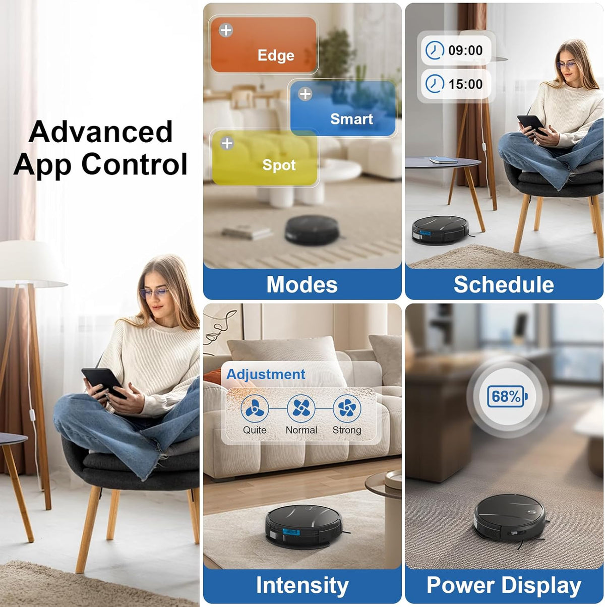 Robot Vacuum and Mop Combo,4200Pa Powerful Robotic Vacuum Cleaner with Self-Charging, Home