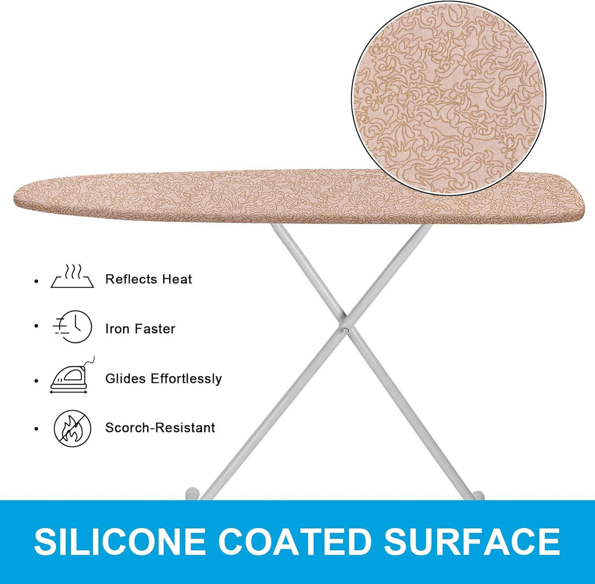 Extra-Wide Ironing Board Cover and Pad Replacement with Scorch and Stain Resistant Thick Padding