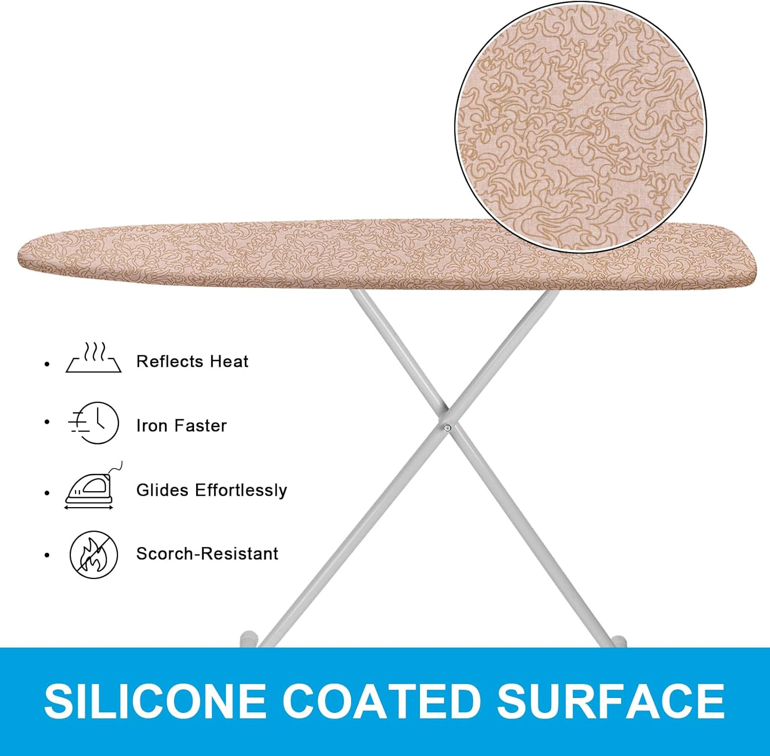 Dalykate Ironing Board Cover 21 x 57 with Scorch and Stain Resistant Thick Padding and Elasticized