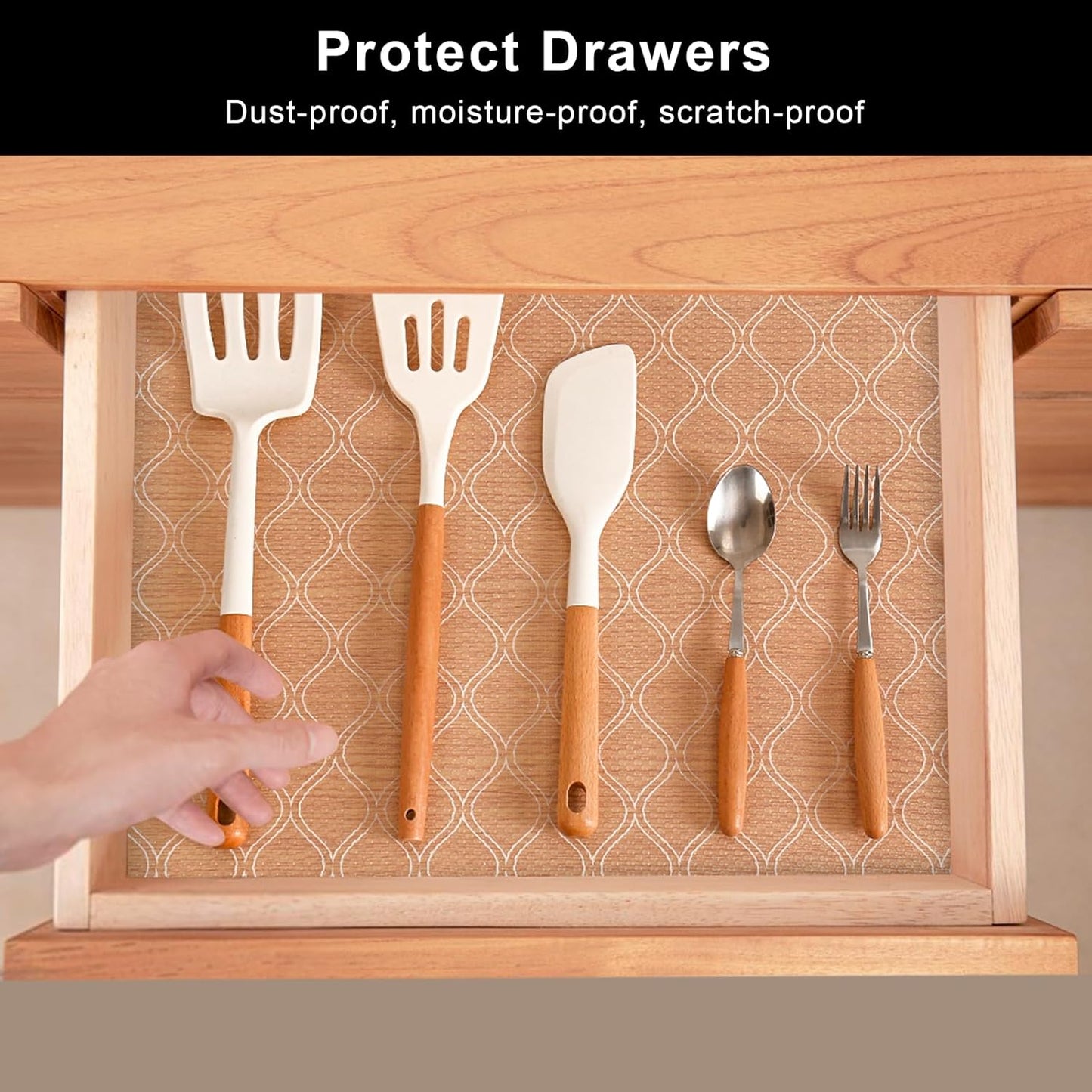 Cooyes Shelf Liner for Kitchen Cabinets Waterproof Kitchen Cupboard Liner Plastic Drawer Mats EVA