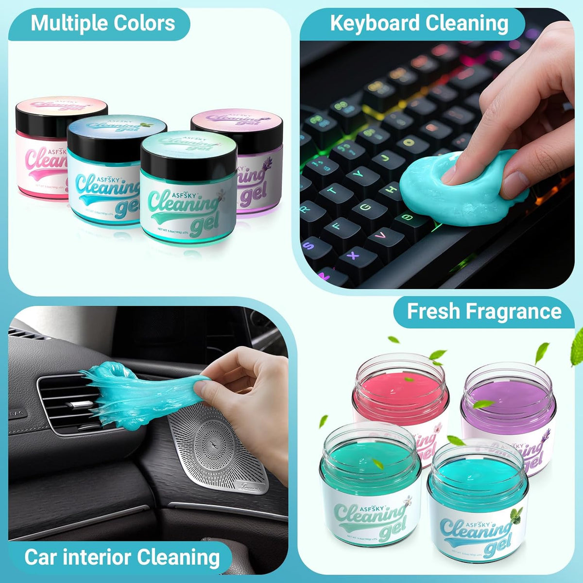 ASFSKY Car Cleaning Gel (Blue,Mint) Cleaning Putty Universal Dust Cleaning Car Interior Cleaner