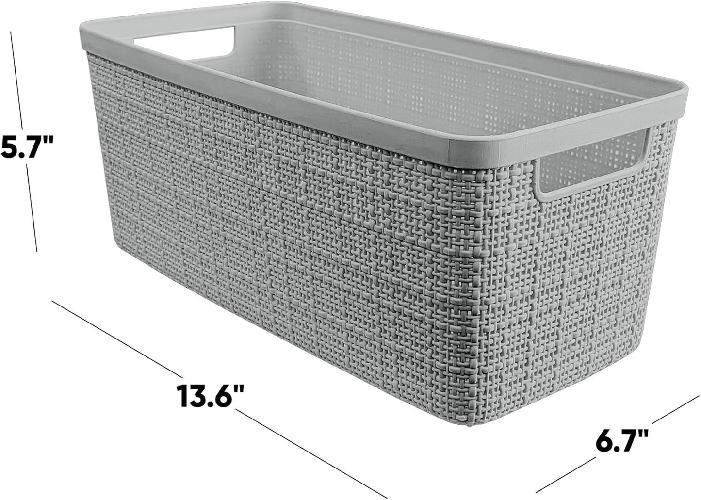 Curver Jute Decorative Plastic Organization and Storage Basket Perfect Bins for Home Office, Closet