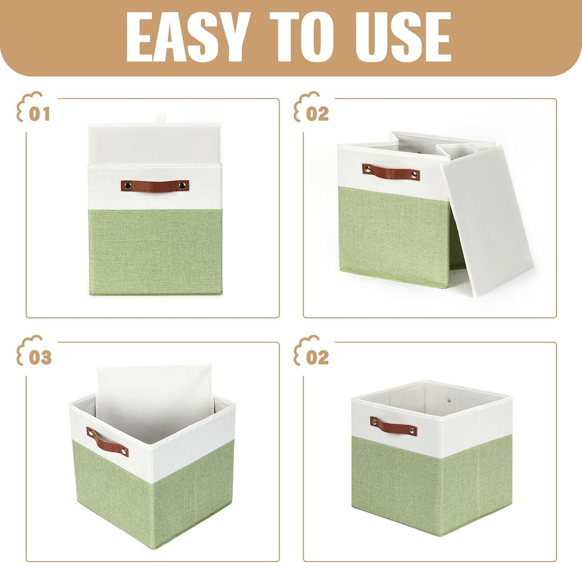 DULLEMELO Fabric Storage Cubes, 12x12 Storage Cube Bins for Organizing, Foldable Storage Baskets