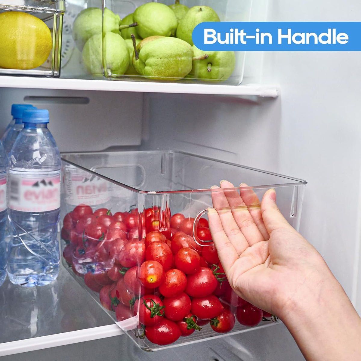 JollyPack 4 Pack Clear Plastic Storage Bins, Pantry Organizers and Storage with Handles, Clear