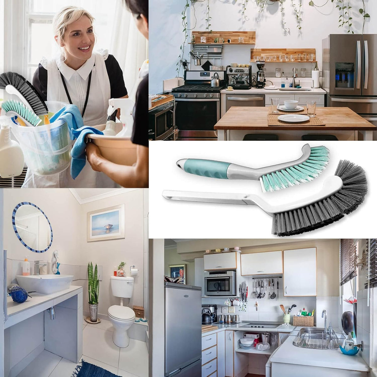 2Pcs Cleaning Brushes, Multi-Purpose Right Angle Brush Scrubbing Kitchen Bathroom Deep Cleaning