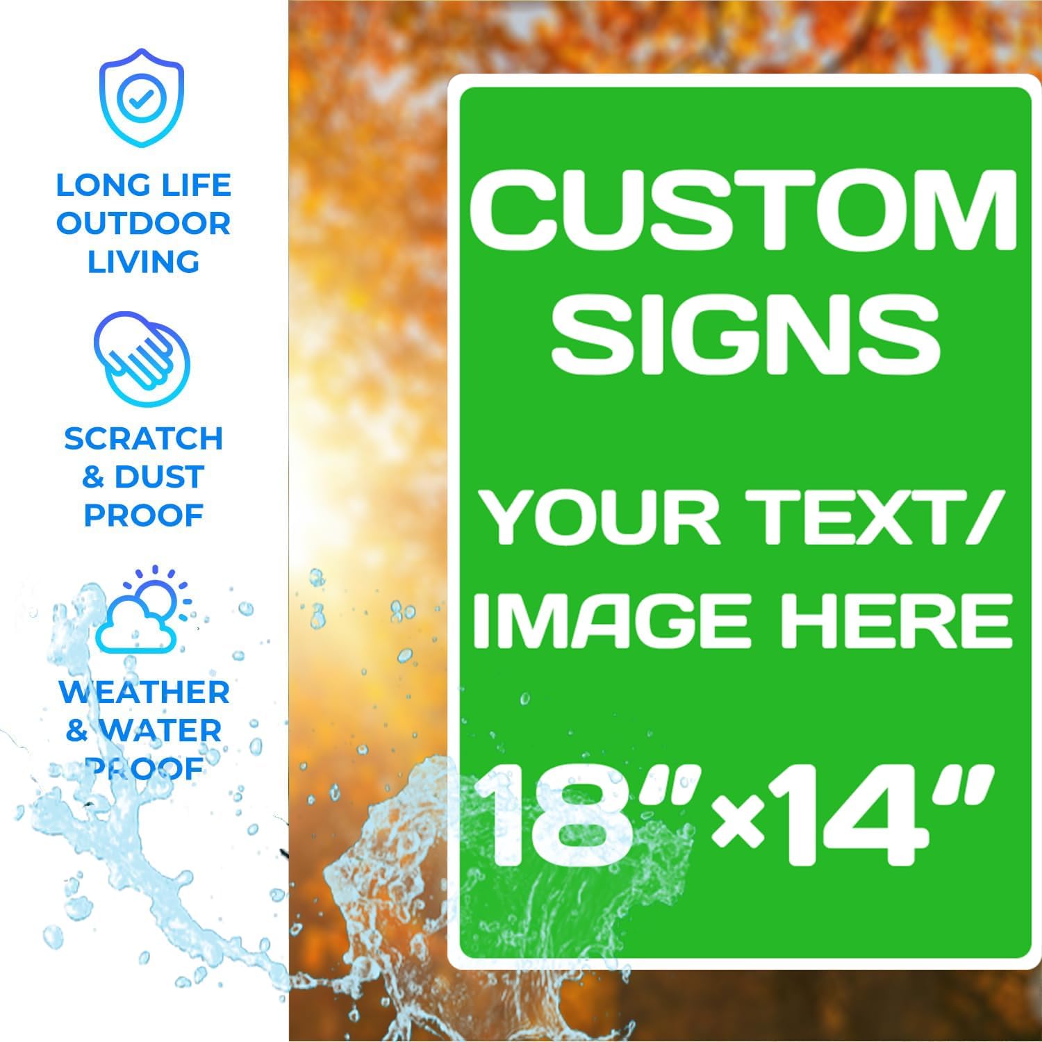 Personalized Aluminum Weatherproof Metal Signs - Multiple Sizes, Custom Text & Picture, Hazard