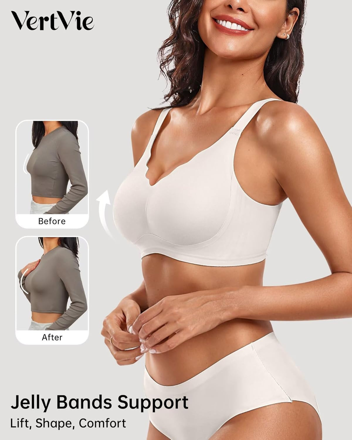 Vertvie Womens Seamless Bras No Underwire Supportive Wireless Push Up Full Coverage Bralette