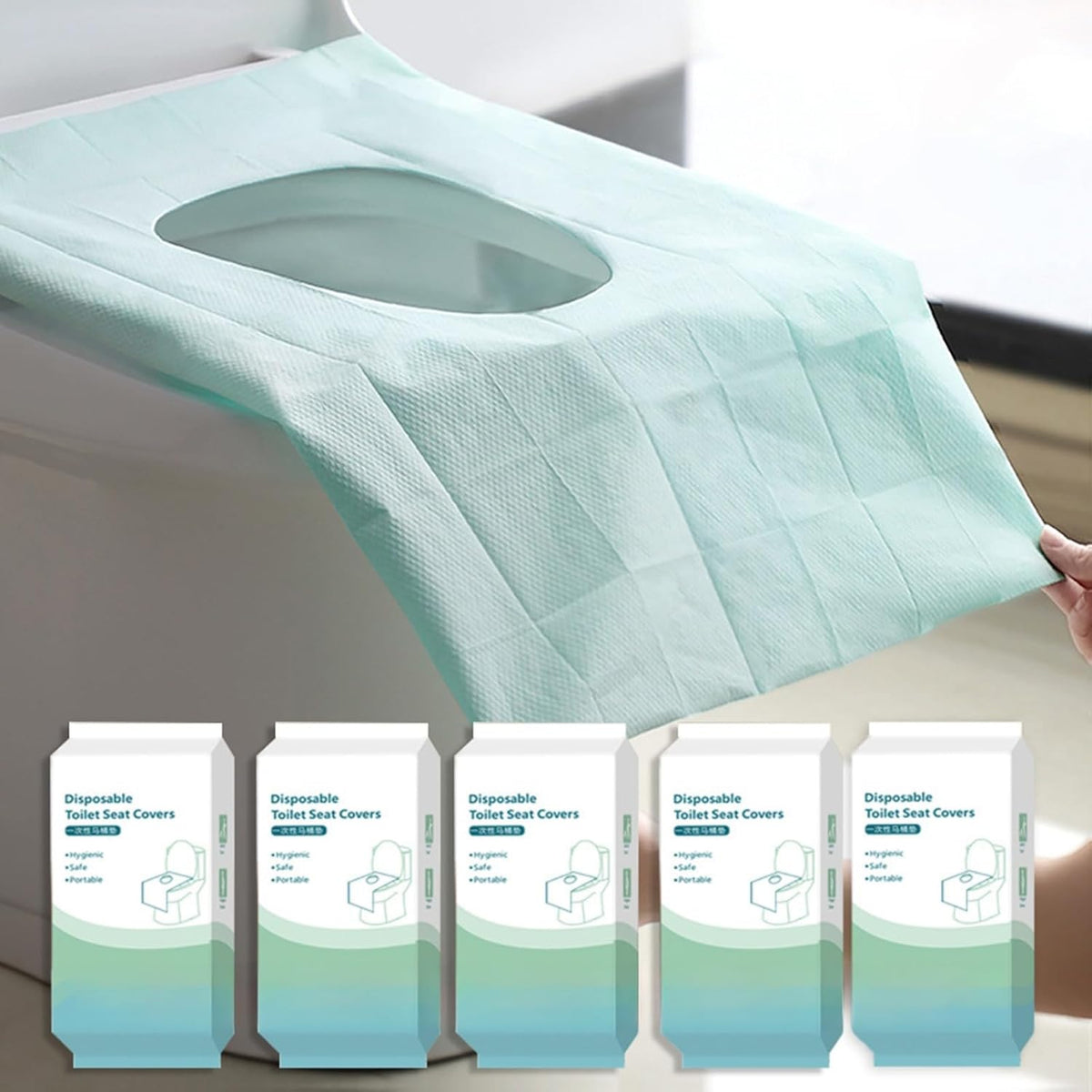 50 Pack Toilet Seat Covers Disposable 16x24 Inch XL Portable Toilet Liners Travel Seat Cover for