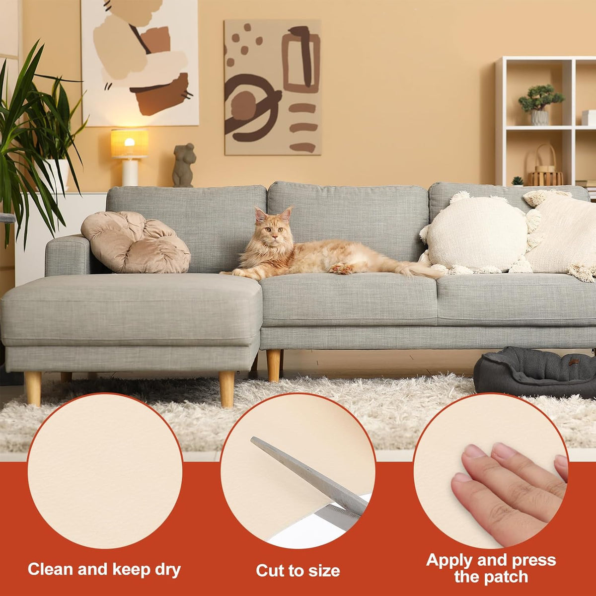 PATIKIL Leather Patches Tape for Furniture, 3.2 x 61 Inch Self Adhesive Vinyl Leather Repair Kit