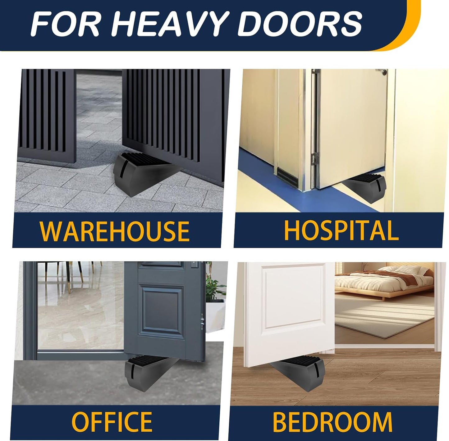 Heavy Duty Door Stopper Adjustable Spring Large Stoppers Wedge, Tall up to 3 Inches Doorstop