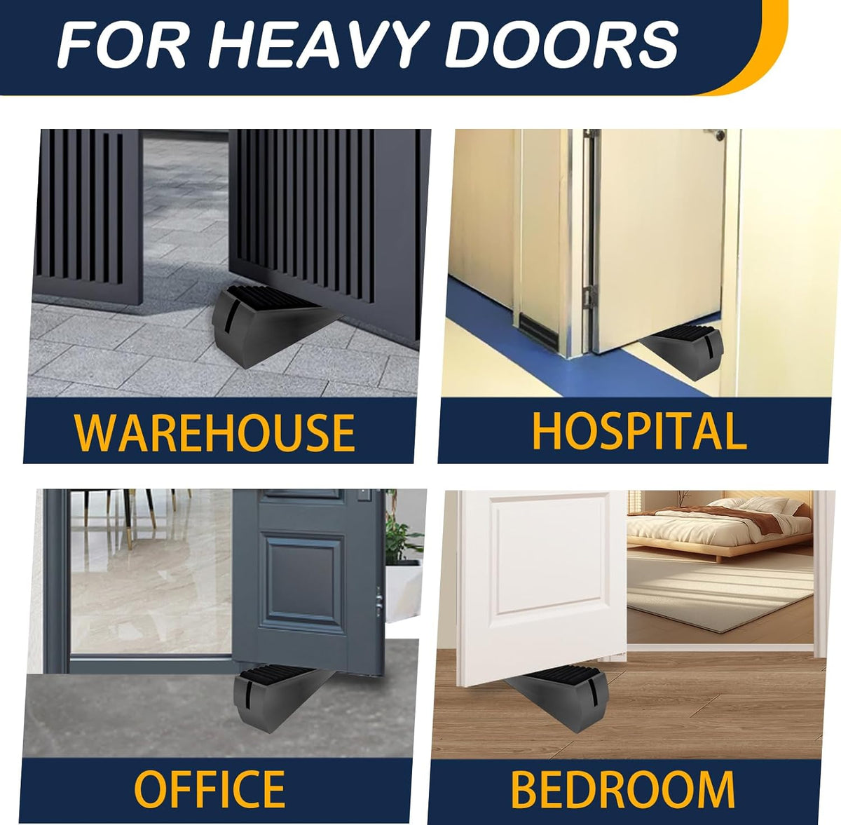 Heavy Duty Door Stopper Adjustable Spring Large Stoppers Wedge, Tall up to 3 Inches Doorstop