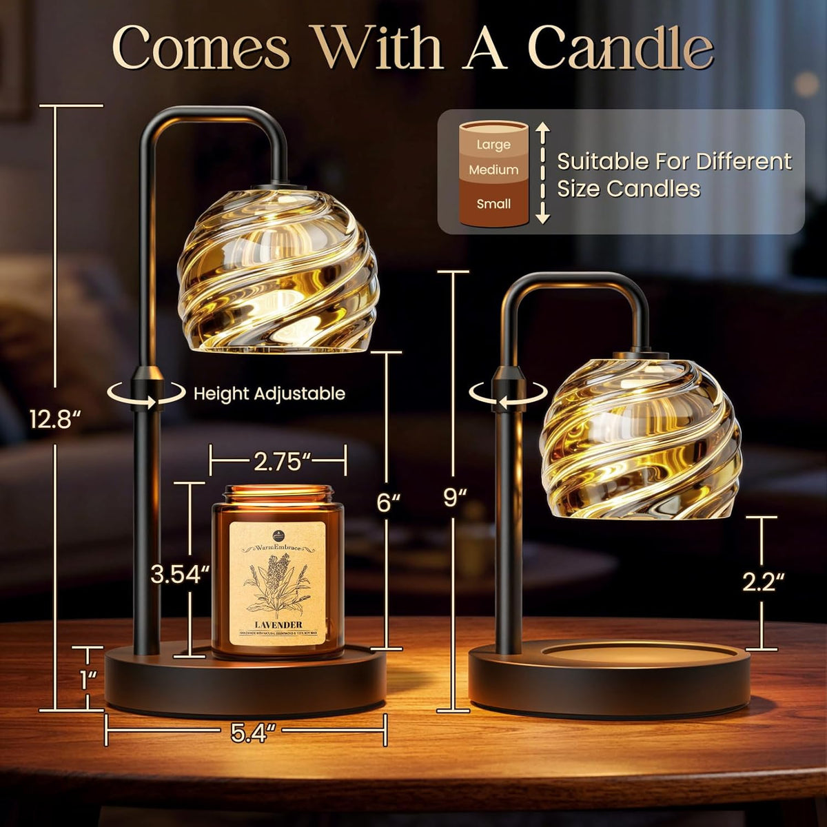 WarmEmbrace Candle Warmer Lamp with Lavender Candle Set, Electric Wax Warmer Lamp with Auto Timer &
