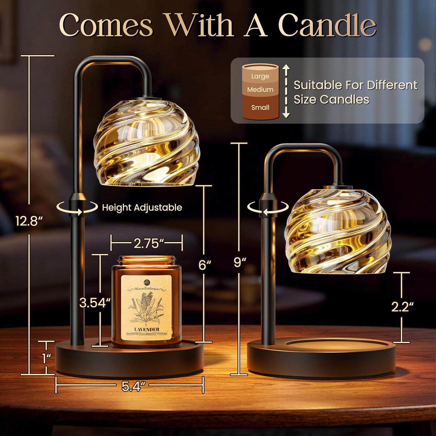 WarmEmbrace Candle Warmer Lamp with Lavender Candle Set, Electric Wax Warmer Lamp with Auto Timer &
