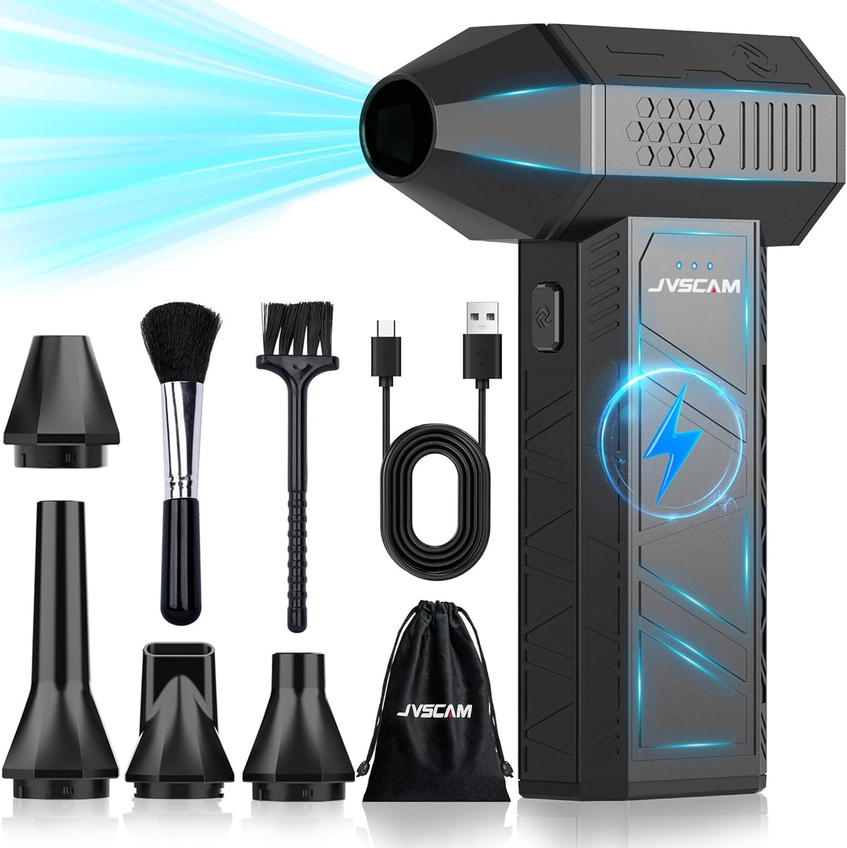 Compressed Air Duster - Electric Air Duster with Brushless Motor - 3 Gear Adjustable Cordless Air