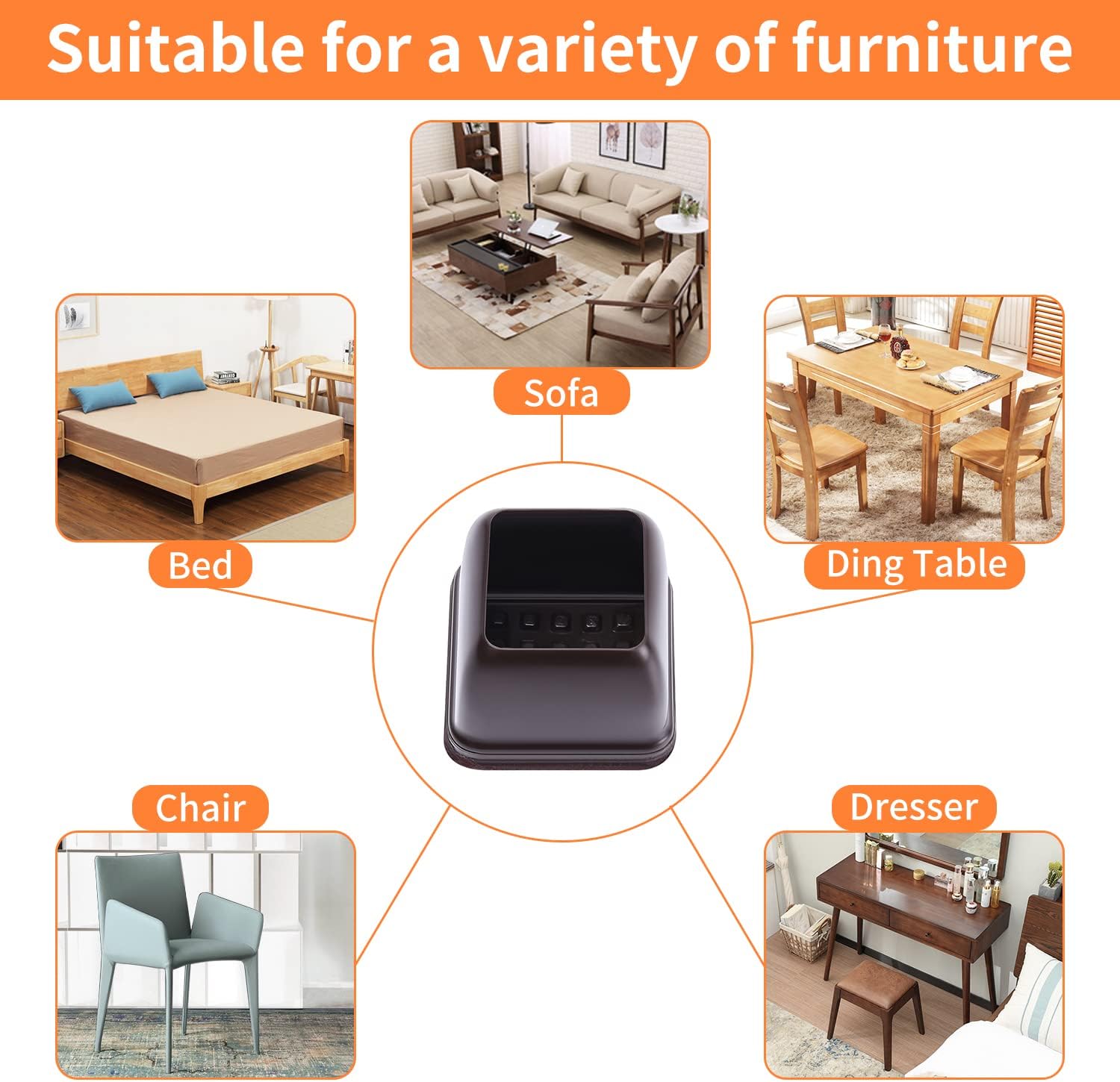 Ezprotekt 24 Pcs Square Chair Leg Floor Protectors with Felt, Silicone Felt F for Hardwood Floor
