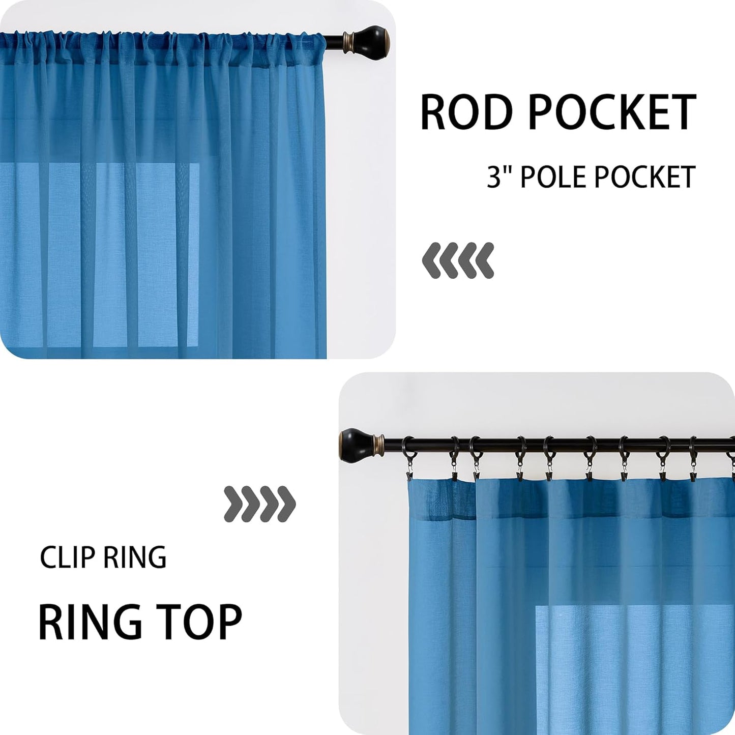 Tollpiz Sheer Door Curtains Closet Linen Textured Curtains Sheer Doorway Light Filtering Voile Rod