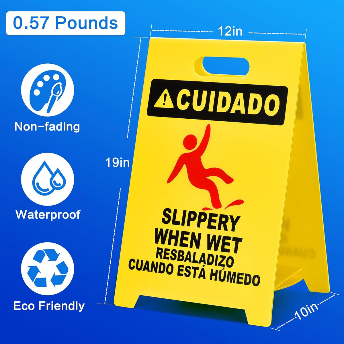 MATTHEW CLEANING 19'' Industrial Wet Floor Sign 6 Pack 2-Sided Durable Corrugated Plastic Birght