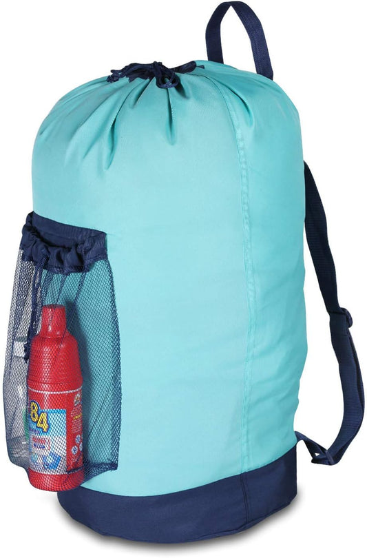 Dalykate Laundry Backpack with Shoulder Straps and Mesh Pocket Durable Nylon Clothes Hamper Bag