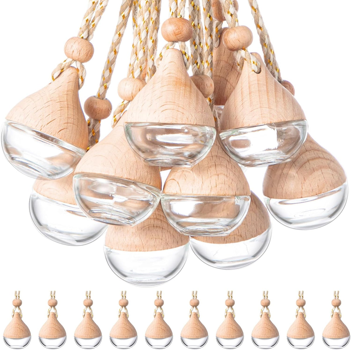 BBTO 50 Pcs Hanging Car Air Freshener Car Diffuser Bottles Empty Glass Perfume Bottle Freshener