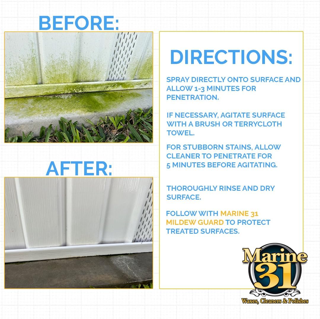 Marine 31 Mildew Stain Remover & Cleaner | Removes Stains from Boats, Homes, Patios, Bathrooms &
