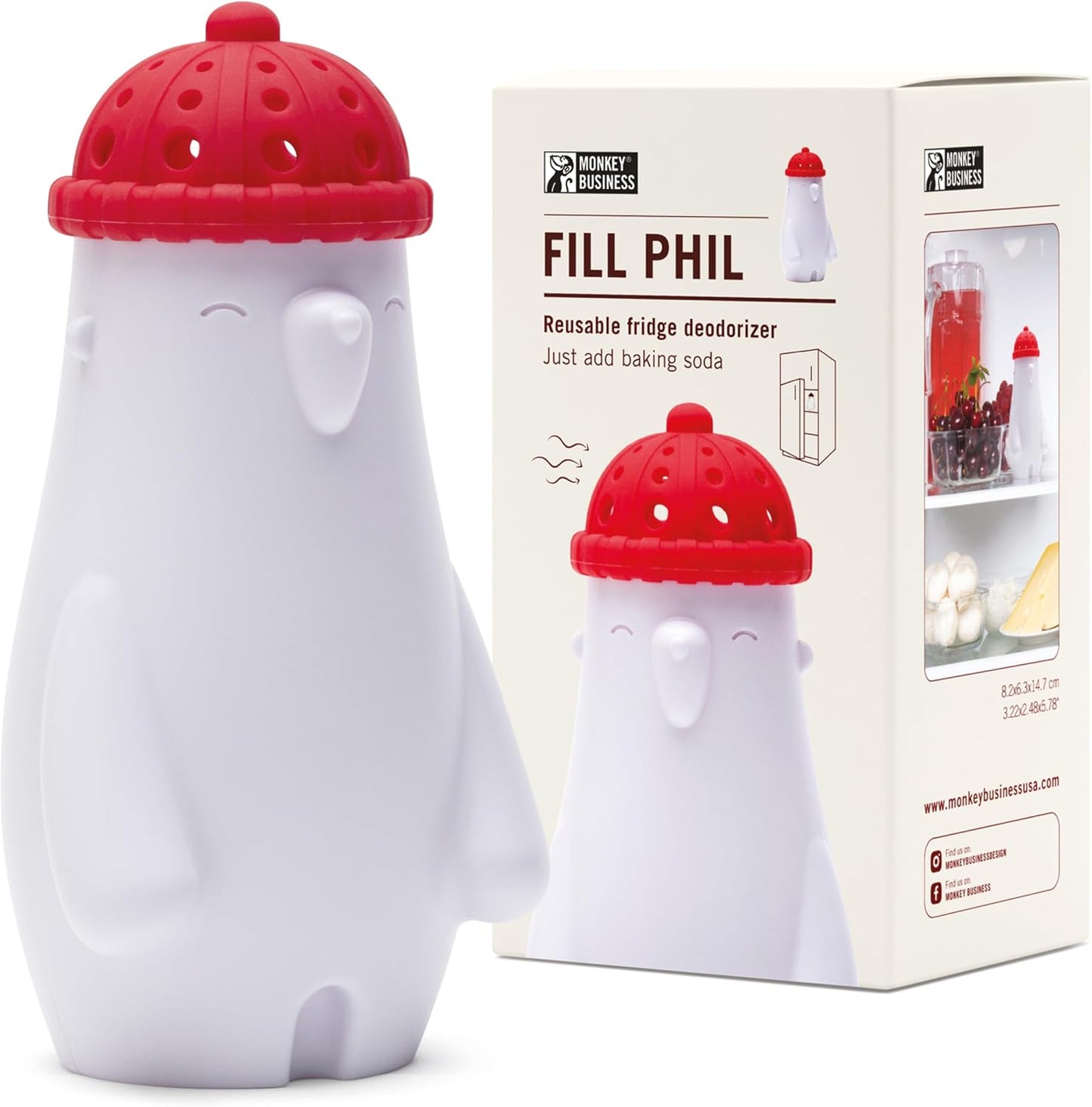 Monkey Business Fill Phil Refrigerator Deodorizer, Baking Soda Container, Baking Soda Fridge
