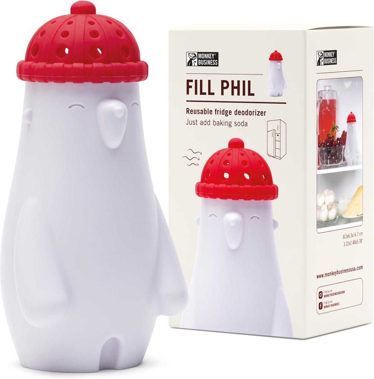Monkey Business Fill Phil Refrigerator Deodorizer, Baking Soda Container, Baking Soda Fridge