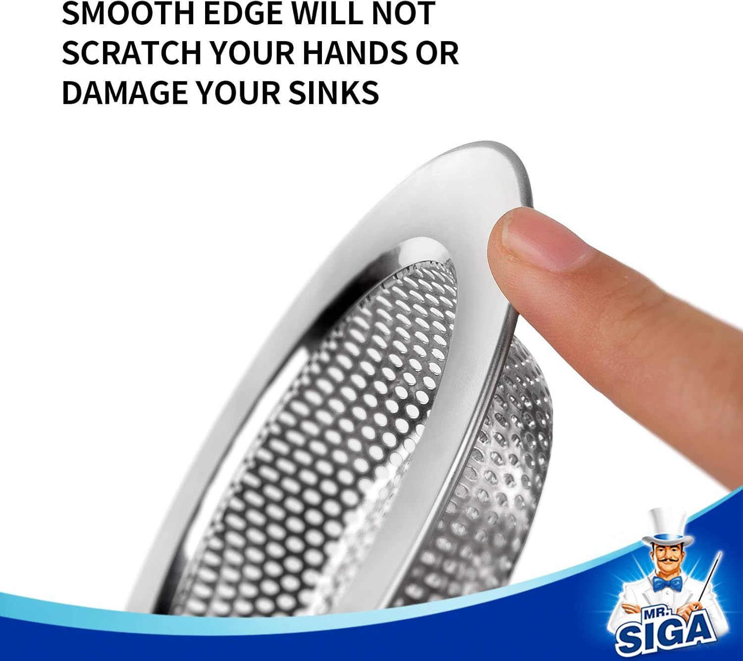 MR.SIGA Kitchen Sink Strainer, Stainless Steel Sink Drain Strainer, Dishwasher Safe, Outer Diameter