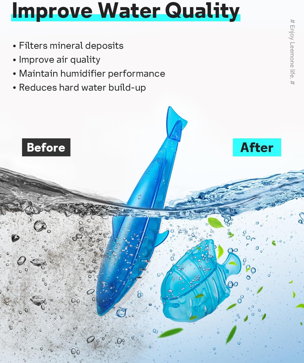 Leemone Humidifier Cleaner Float Shark & Fish -Humidifier Accessories Compatible with All