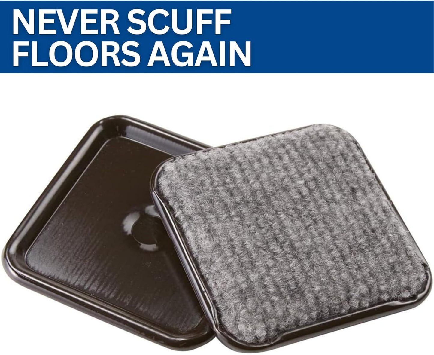 SoftTouch 2 1/2" Square Reusable Carpet Bottom Furniture Caster Cups to Protect Hardwood, Tile or