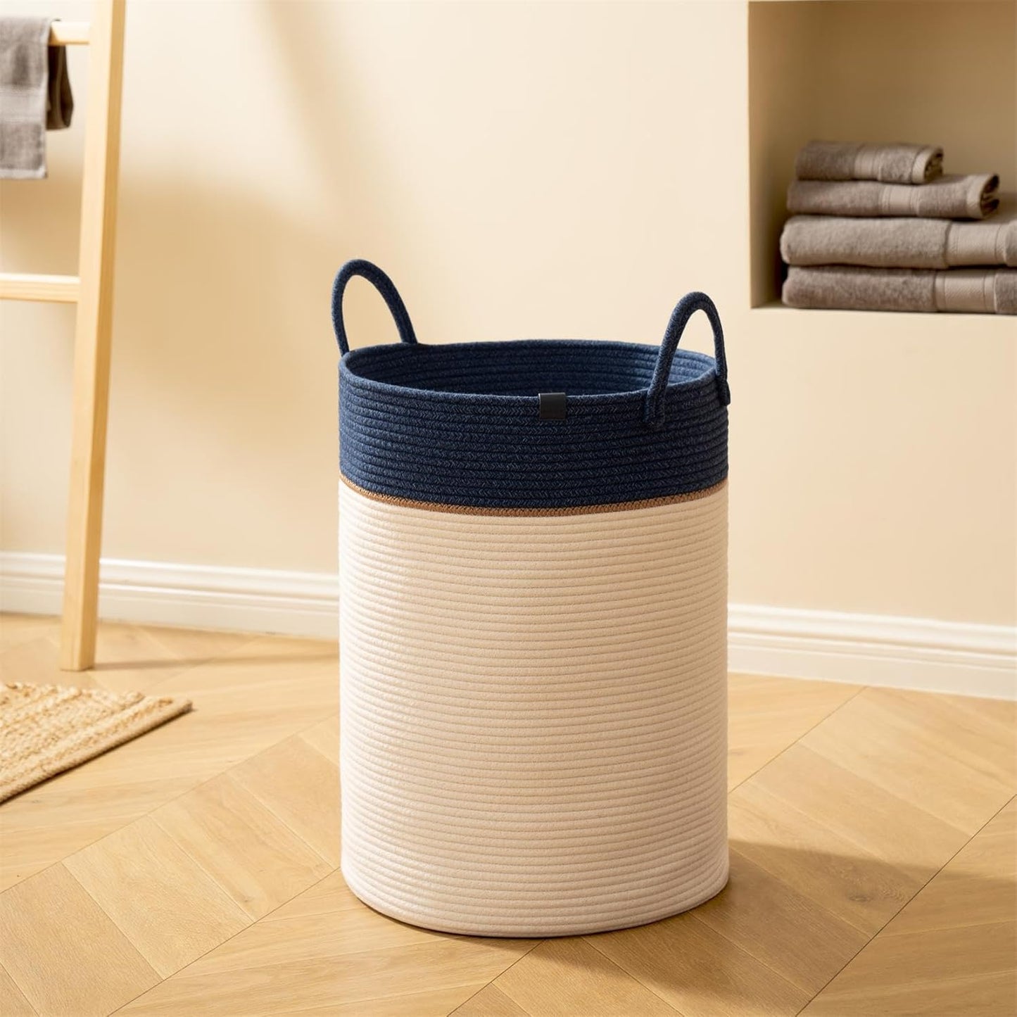 LA JOLIE MUSE Woven Basket Rope Storage Baskets - Large Cotton Organizer, Basket for Baby Blanket