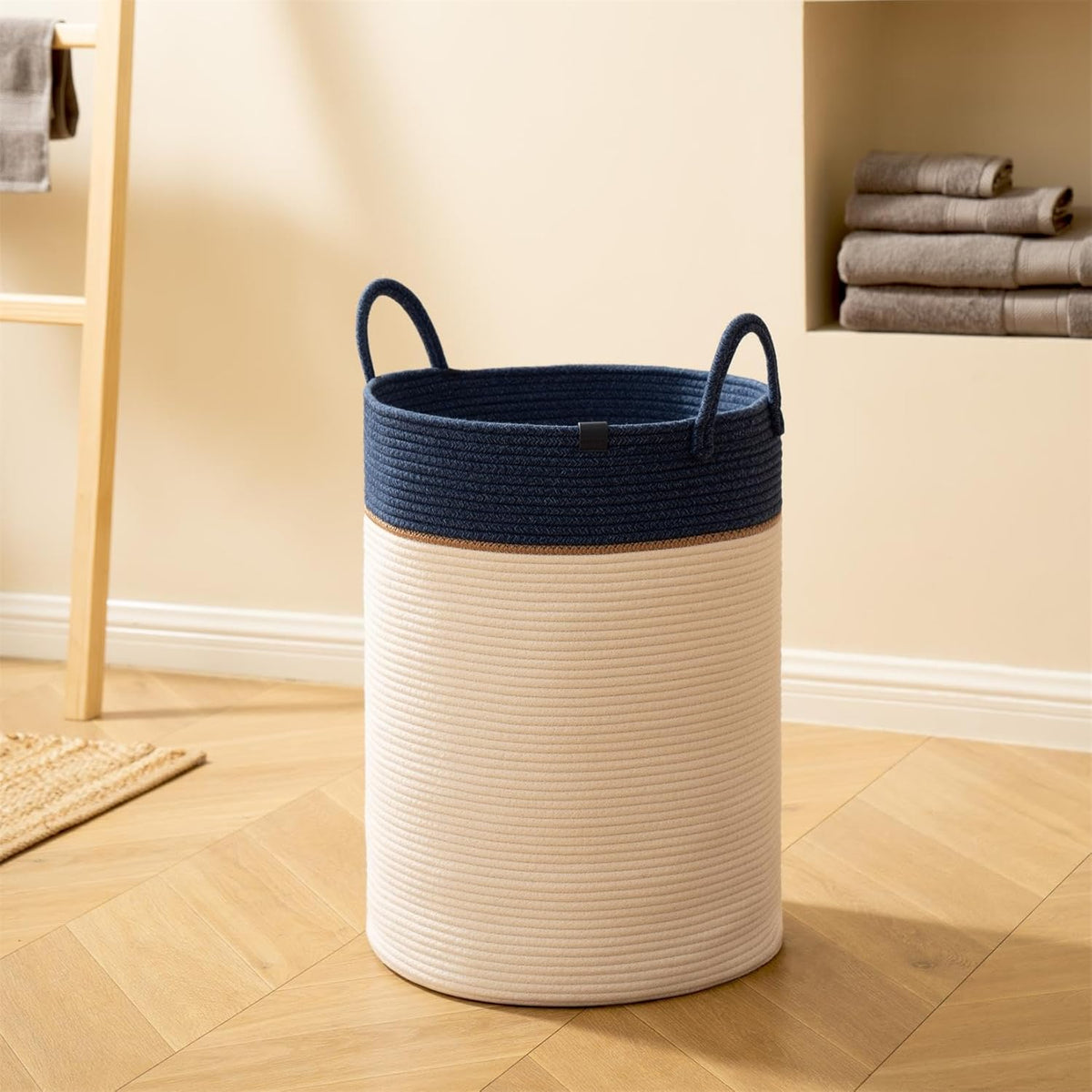 LA JOLIE MUSE Woven Basket Rope Storage Baskets - Large Cotton Organizer, Basket for Baby Blanket