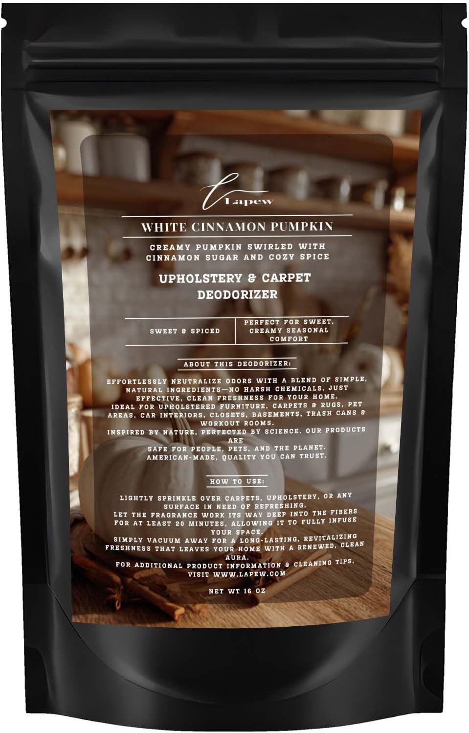 White Cinnamon Pumpkin Carpet Freshener Powder: Powerful Odor Eliminator for Home, Upholstery