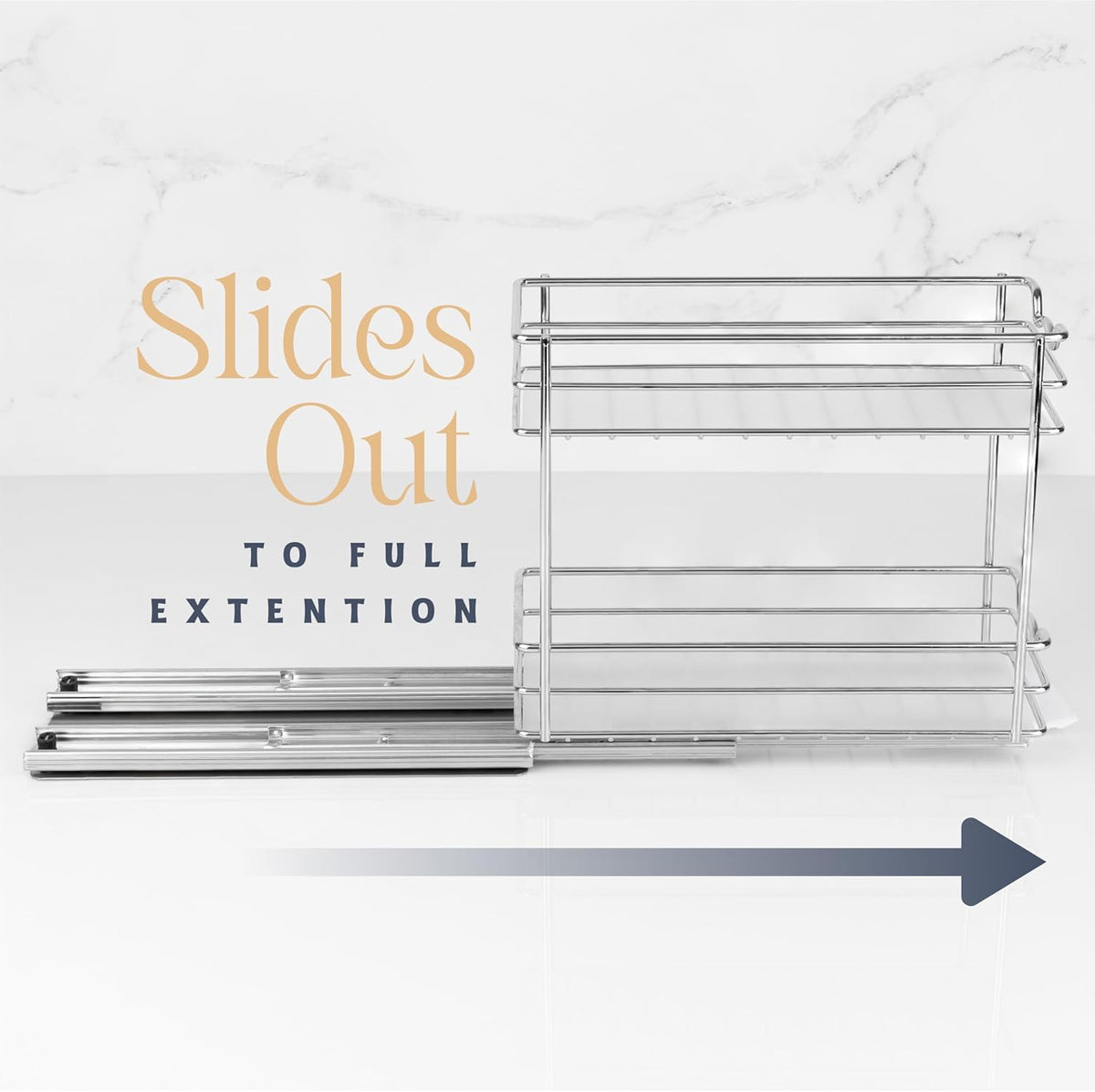 Pull Out Cabinet Organizer for Spices, Cans - Heavy Duty with Lifetime Limited Warranty- Pull Out